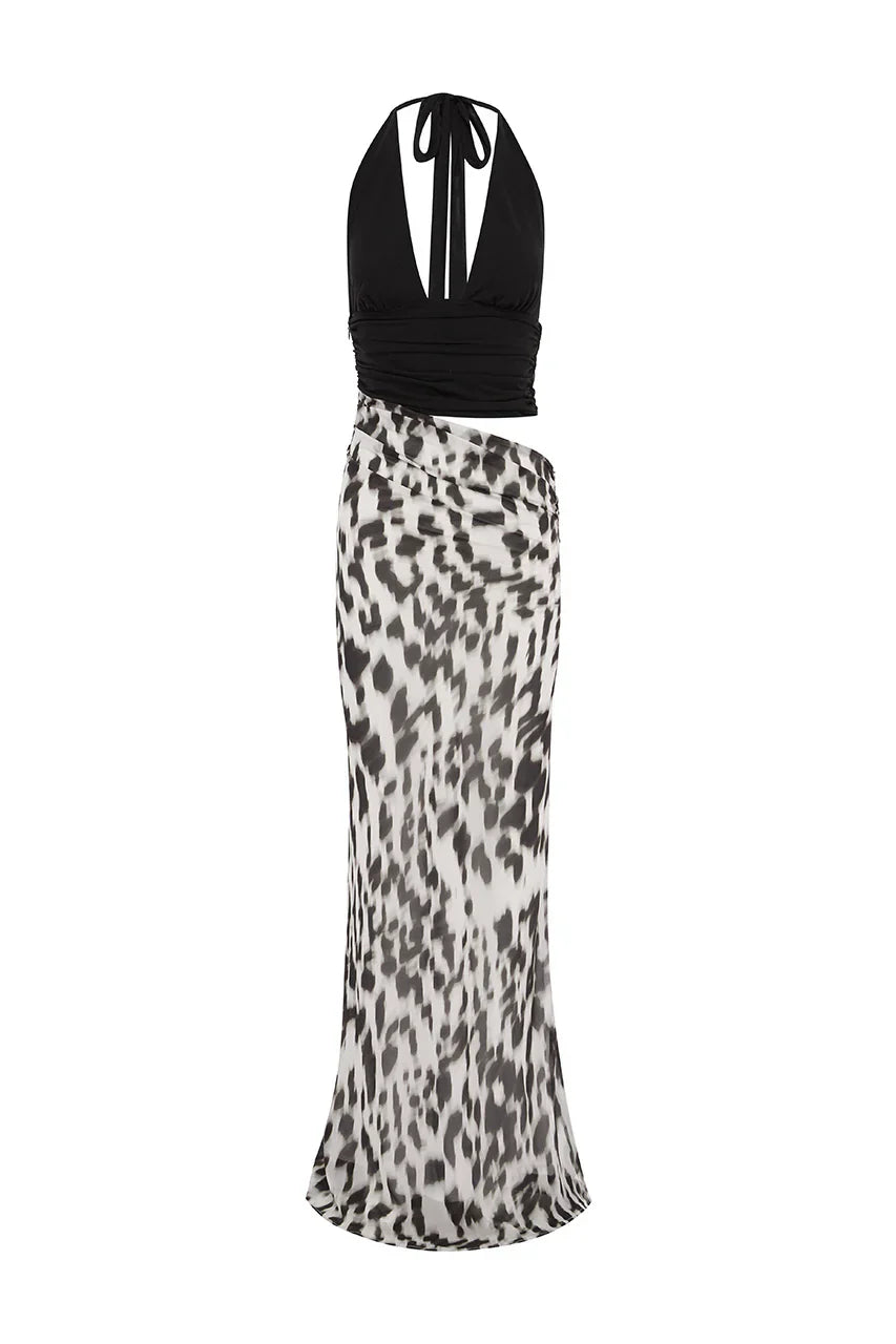 ALEXIS HALTER CUT OUT MAXI DRESS - GIANA WHITE