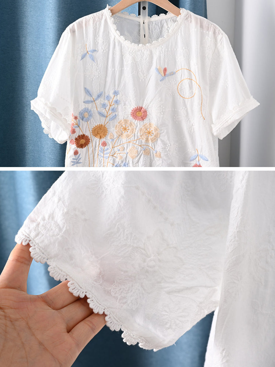 å¥³å£«å¤å­£èè¡è±ååºç¹¡100%ç´æ£è¥¯è¡«
