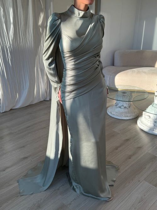The Duygu dress soft green grey