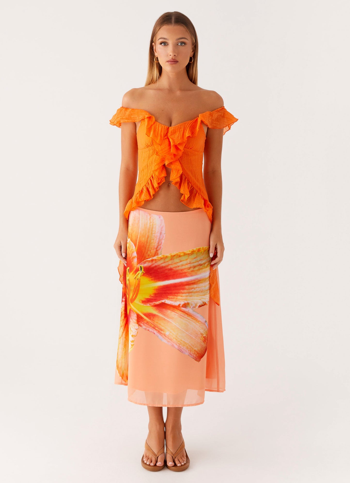 Dylan Off Shoulder Top - Orange
