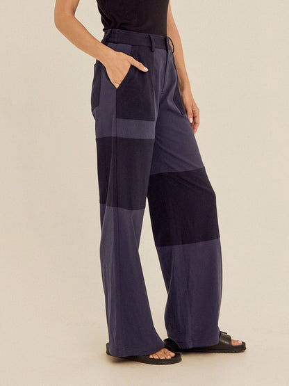 Pamela Patchwork Stretch Twill Wide Leg Pant
