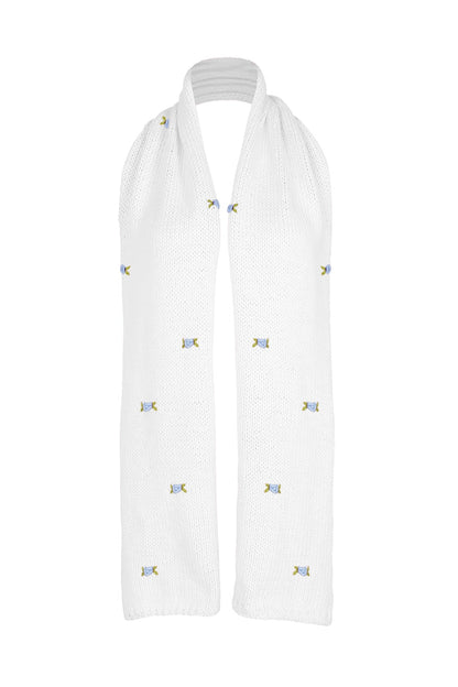 WINTER BLOOM BLUE ROSE Cotton Scarf